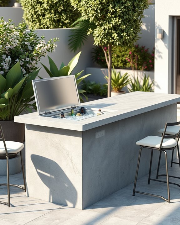 concrete bar with cooler