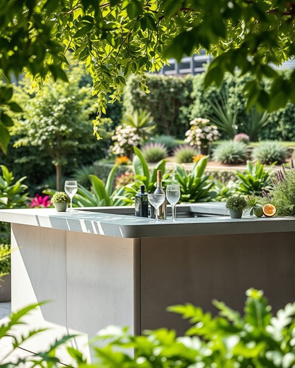 concrete bar with greenery