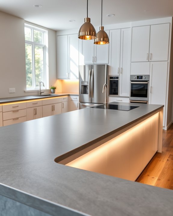 concrete countertops with lighting