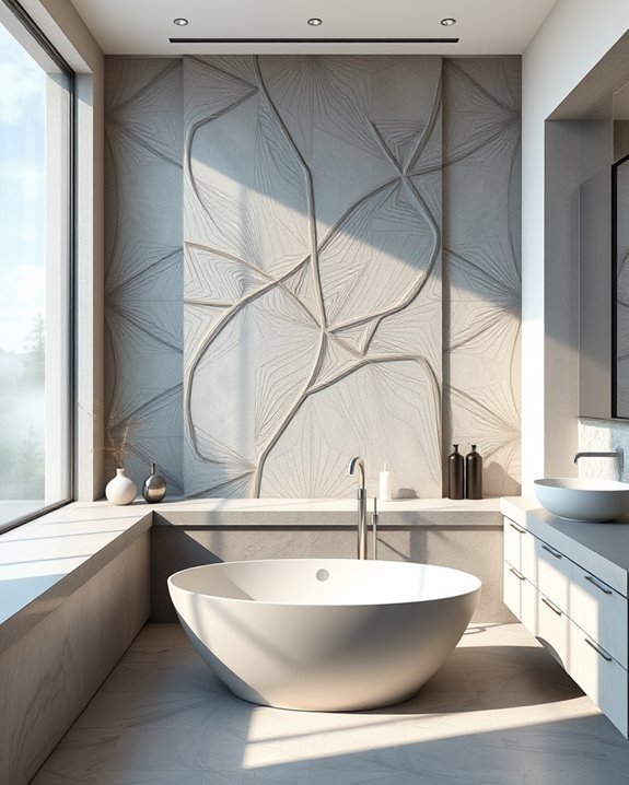 concrete mural and sculptures