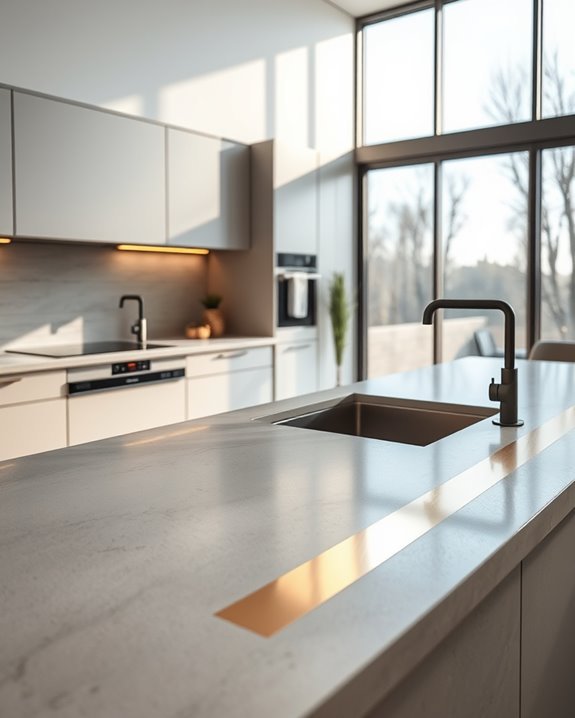 concrete with metallic accents