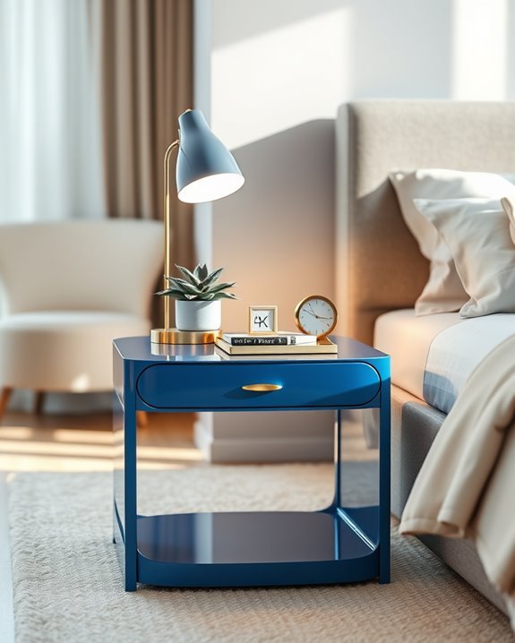 contemporary blue bedside tables