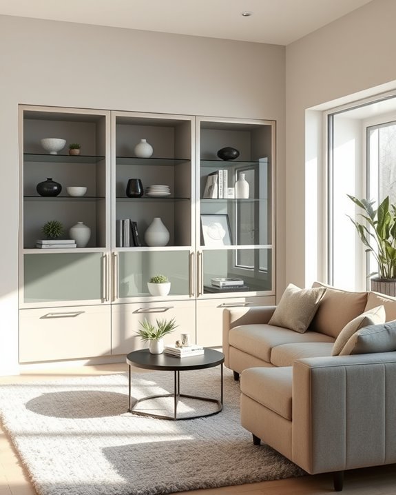 contemporary glass display cupboards