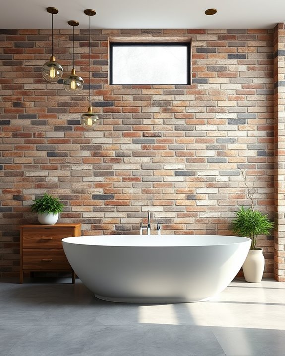 contemporary lighting enhances brick