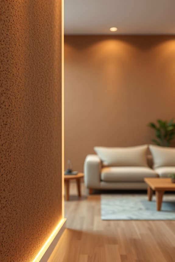 cork wall with lighting