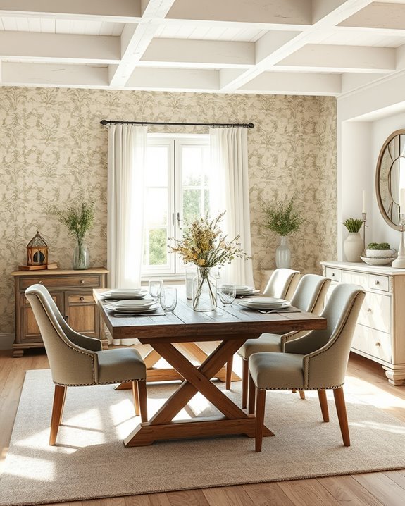 cottage style wallpaper accent wall
