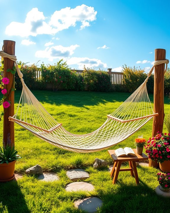 cozy backyard hammock setup