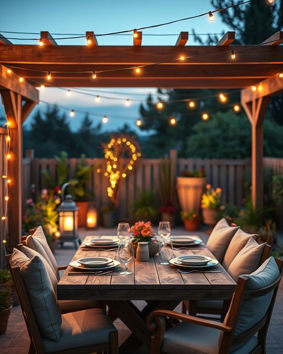 cozy backyard string lights