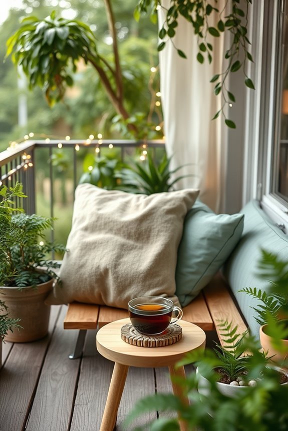 cozy balcony cushion nook