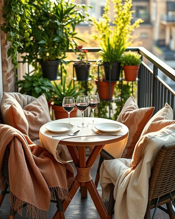 cozy balcony dining retreat