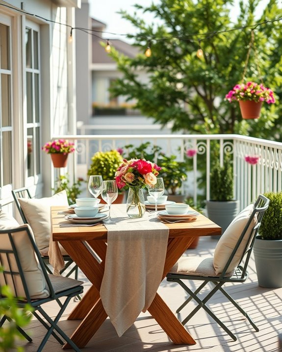 cozy balcony dining space