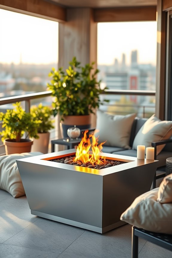 cozy balcony fire pit