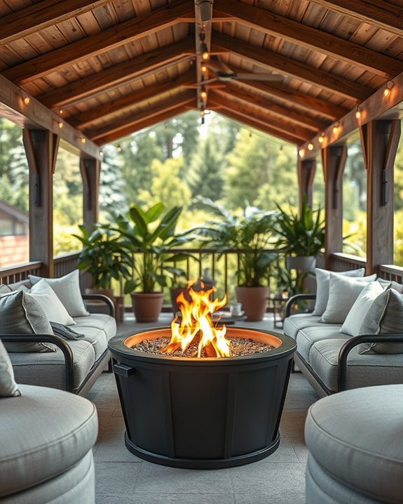cozy balcony fire pit