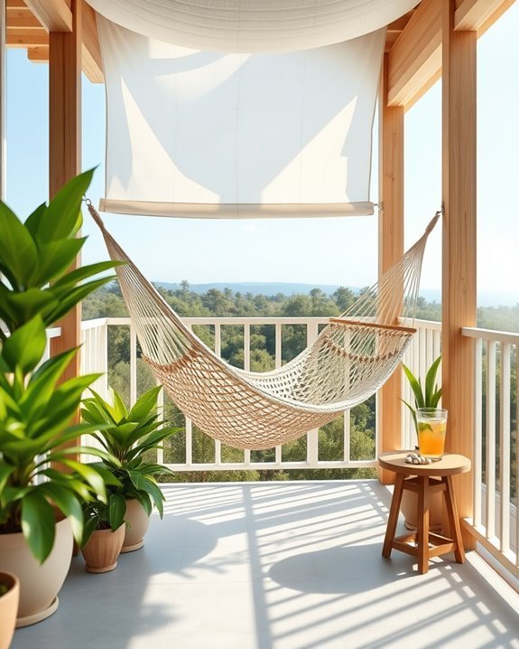 cozy balcony hammock retreat