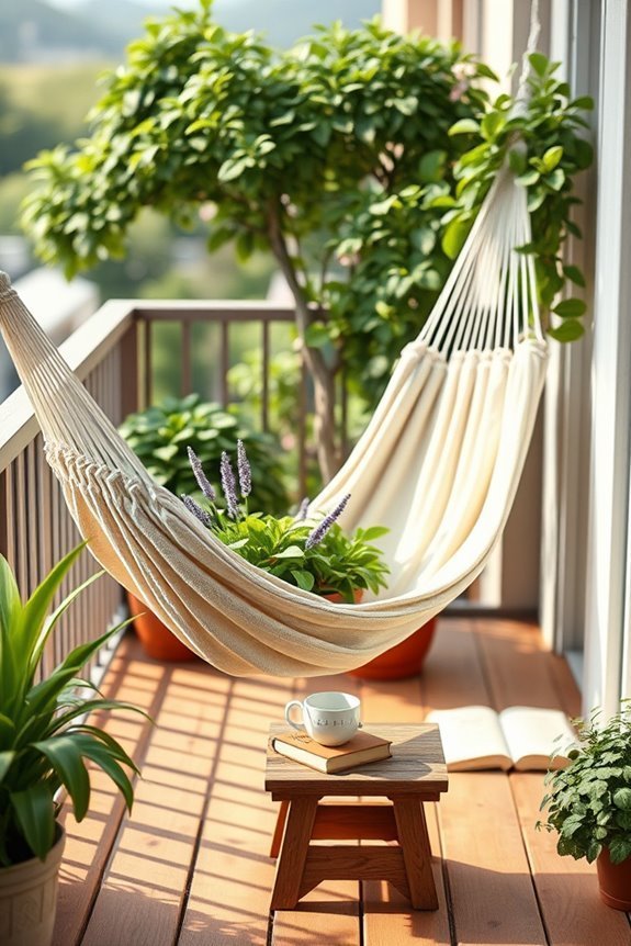 cozy balcony hammock retreat