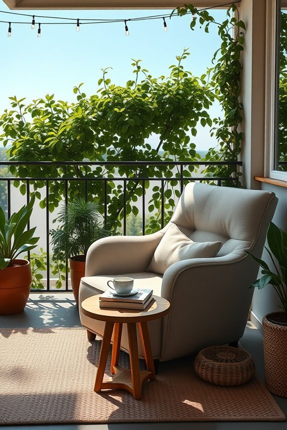 cozy balcony reading nook