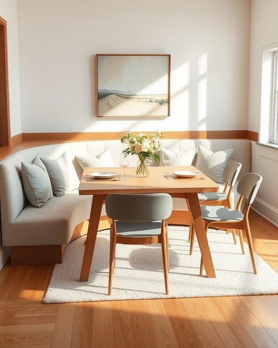 cozy banquette dining layout