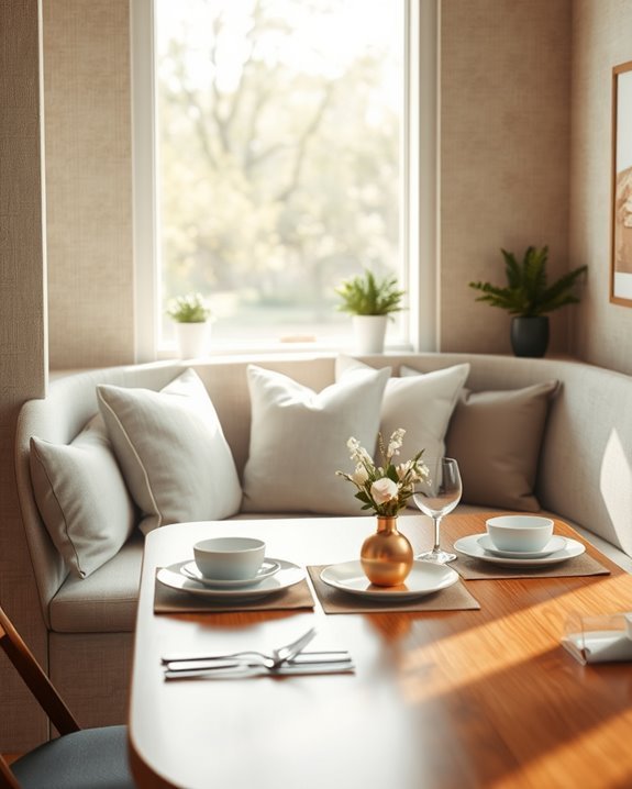 cozy banquette with pillows