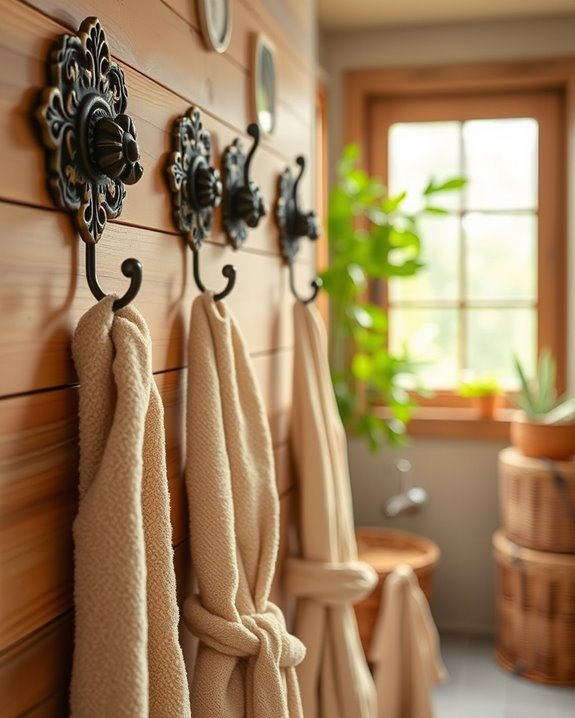 cozy bathrobe organization hooks