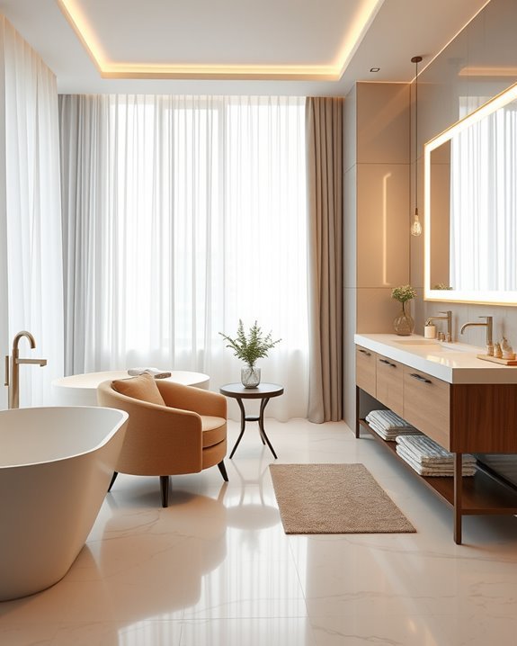 cozy bathroom seating area