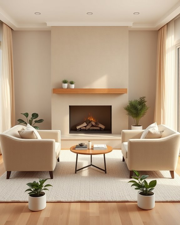 cozy beige fireplace accents