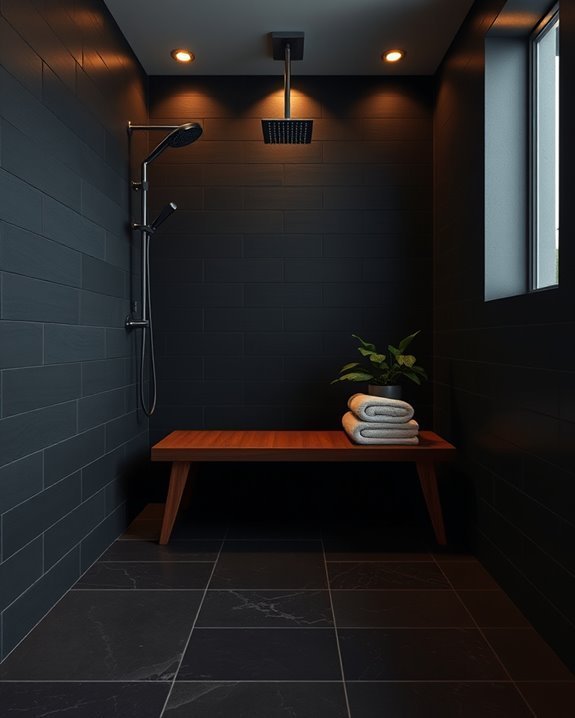 cozy black shower ambiance
