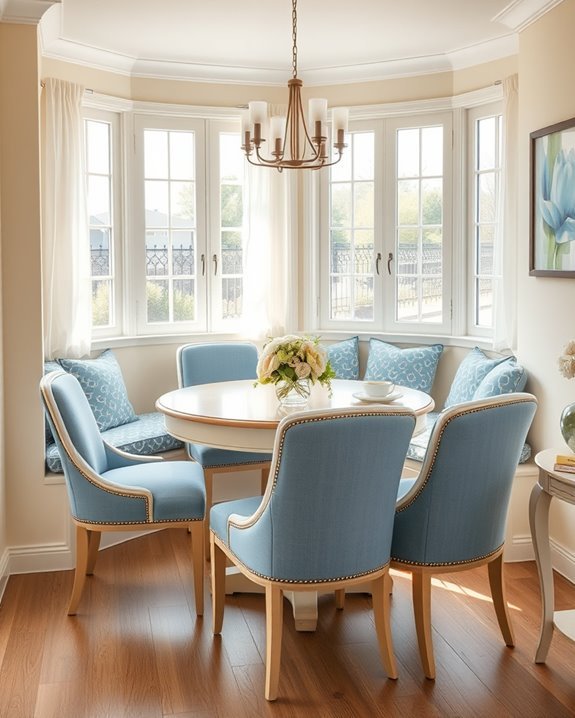 cozy blue and cream nook