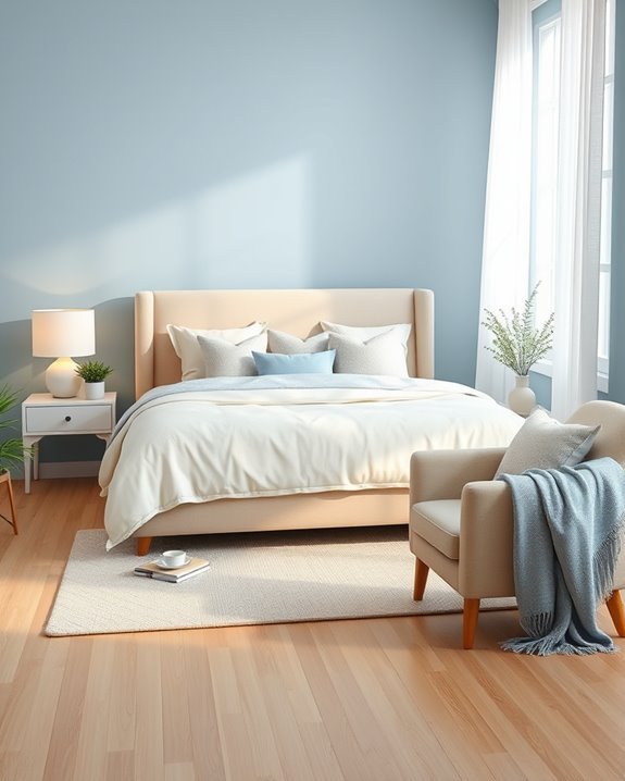 cozy blue beige bedroom retreat