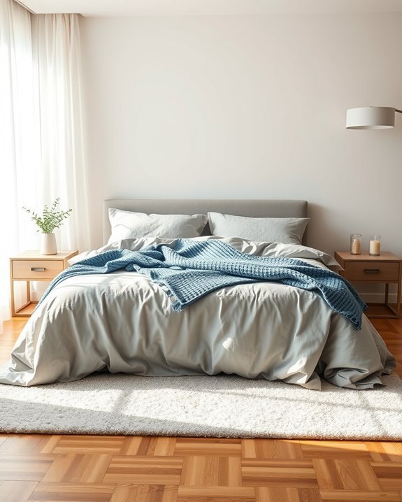 cozy blue grey bedroom style