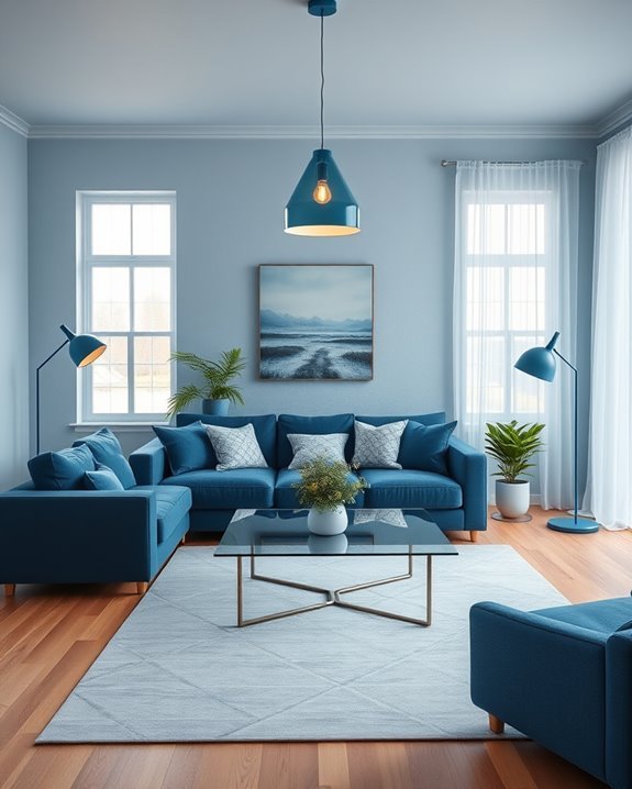 cozy blue lighting ambiance