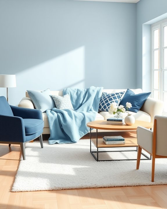 cozy blue living room accents
