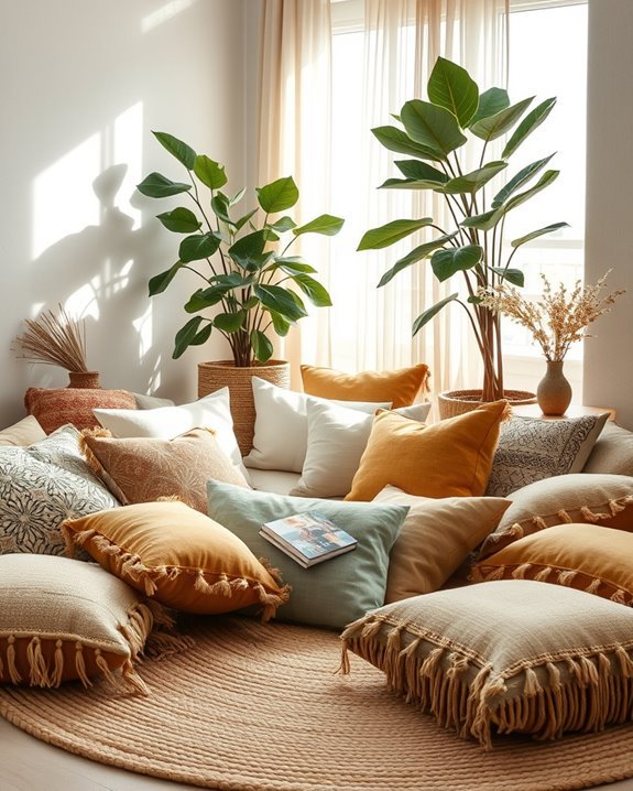 cozy bohemian floor cushions