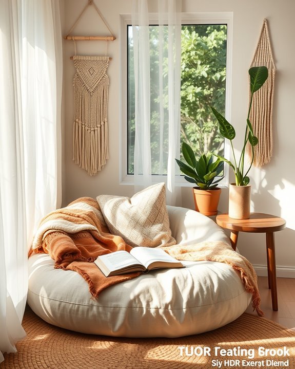 cozy boho reading nook
