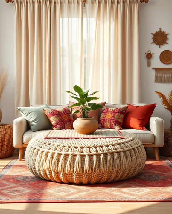 cozy boho textile layering