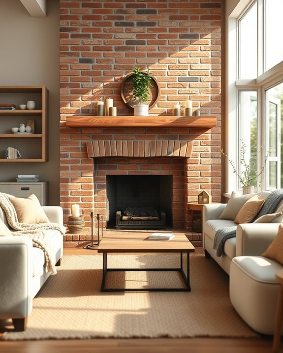 cozy brick fireplace ambiance