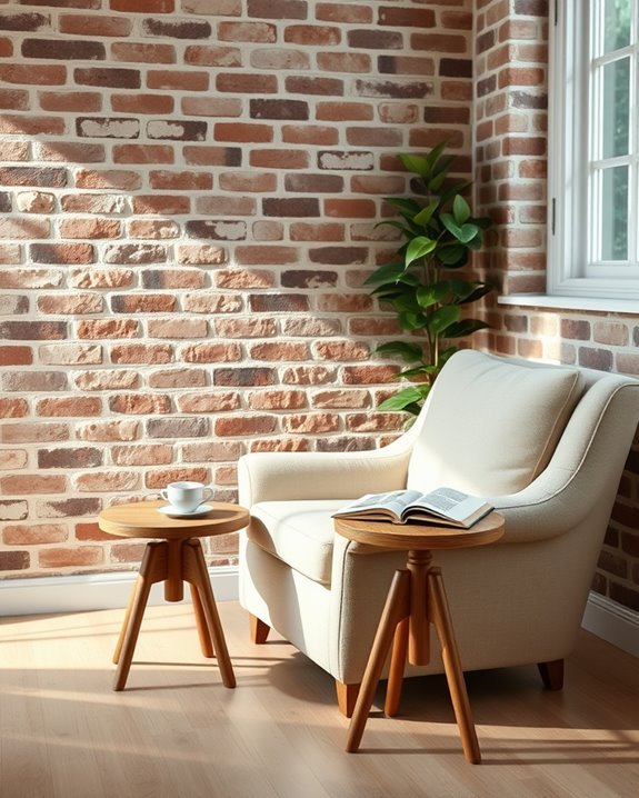 cozy brick reading nook