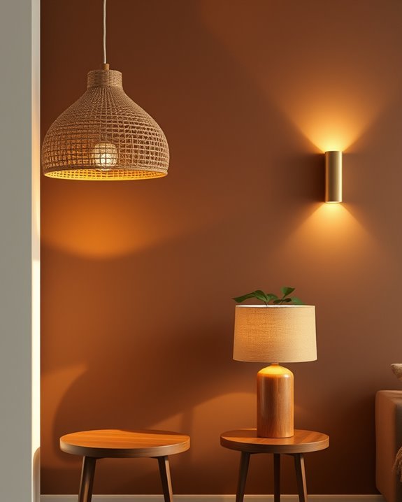 cozy brown lighting accents