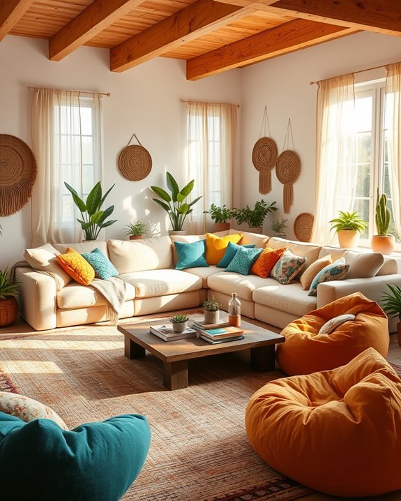 cozy colorful bean bag seating