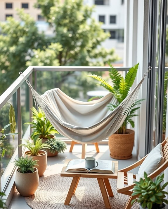 cozy compact balcony hammock