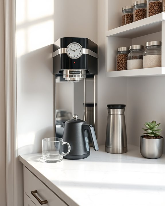 cozy compact coffee setup