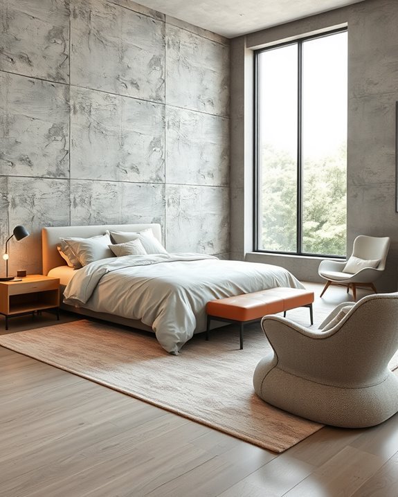 cozy concrete bedroom design