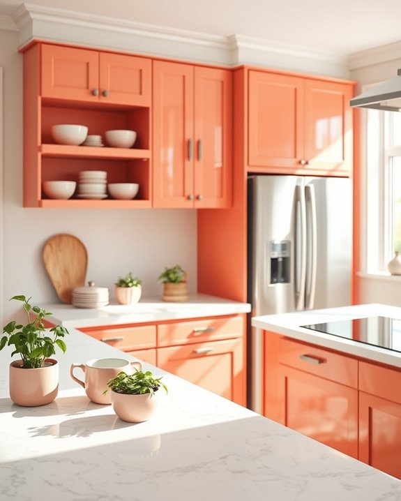 cozy coral kitchen ambiance