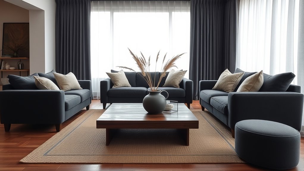 cozy dark neutral living room