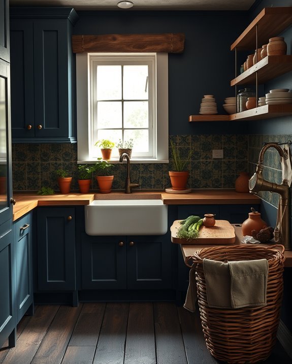 cozy deep color kitchens