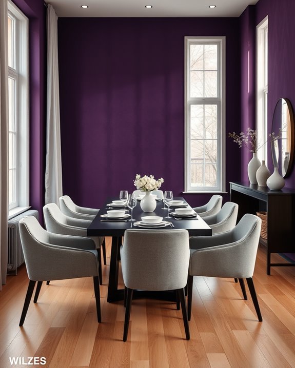 cozy deep violet dining room