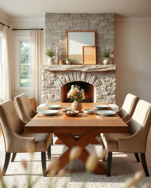 cozy dining room fireplace