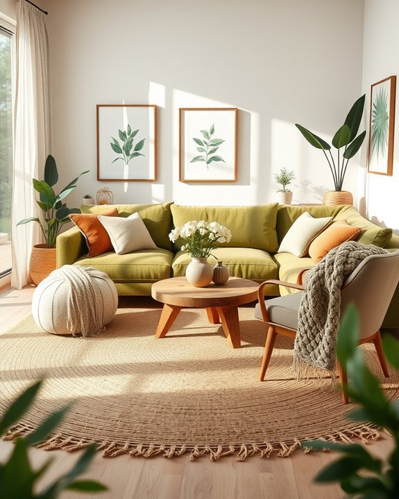 cozy earthy fabric accents