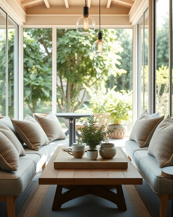 cozy enclosed glass patio