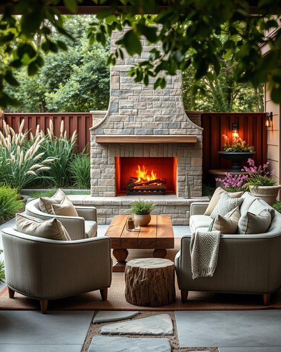 cozy enclosed outdoor fireplaces