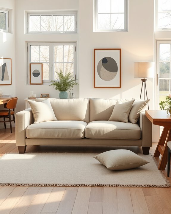 cozy fabric sofa dining